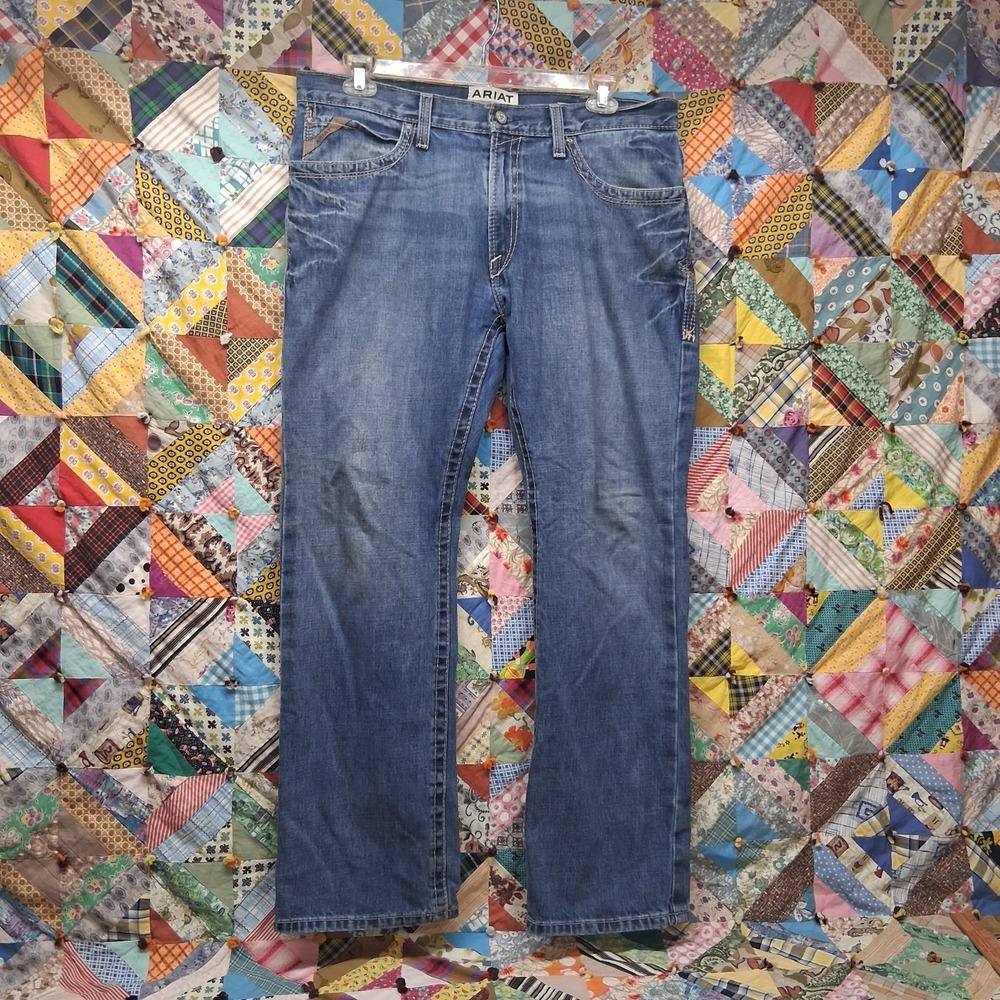 Ariat M4 Jeans Mens 36x32 Boundary Relaxed Bootcut Blue Denim Gulch Workwear